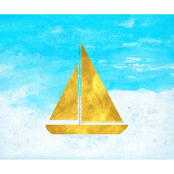 Gold Ship in an Endless Blue Sky