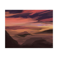 Watercolor Mountains -  Orange