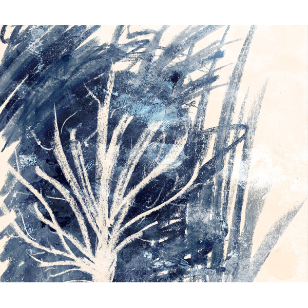 Scribble White Tree - Blue