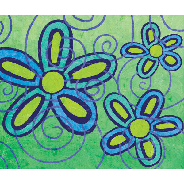 Green And Blue Swirly Flowers