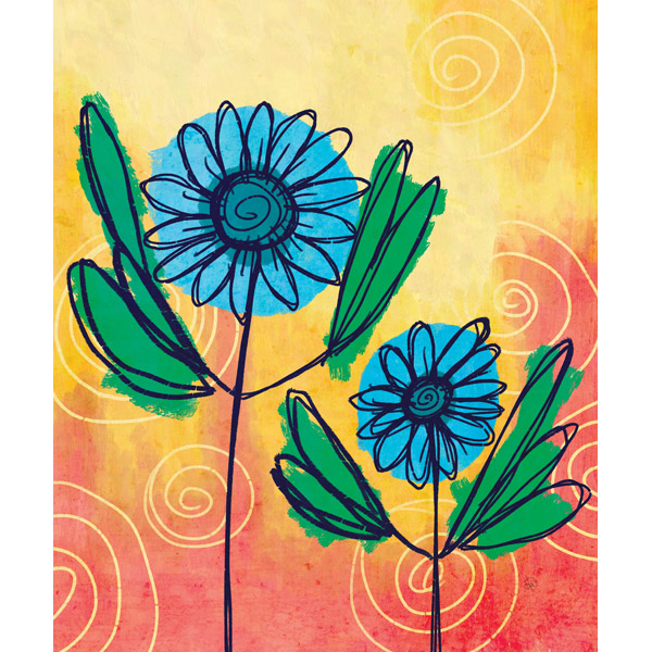 Sketchy Blue Flowers