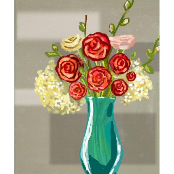 Vase of Flowers on Beige