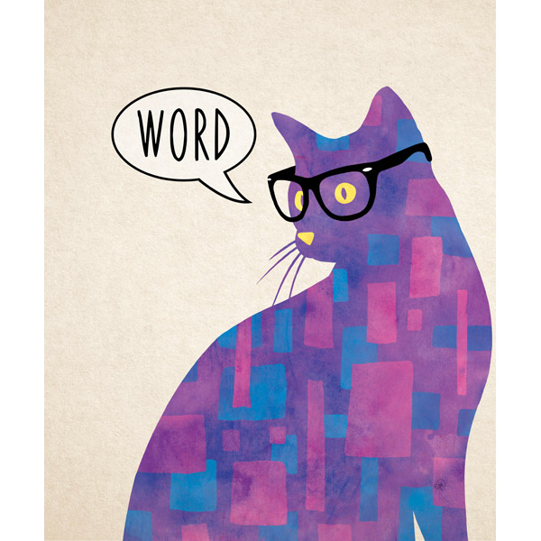 Watercolor Word Cat Purple