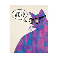 Watercolor Word Cat Purple