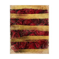 Distressed Red Roses and Gold Stripes