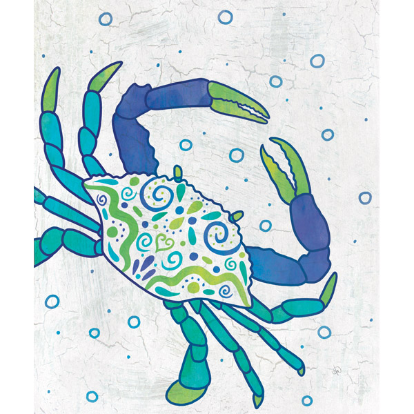Watercolor Crab Blue Green And Teal