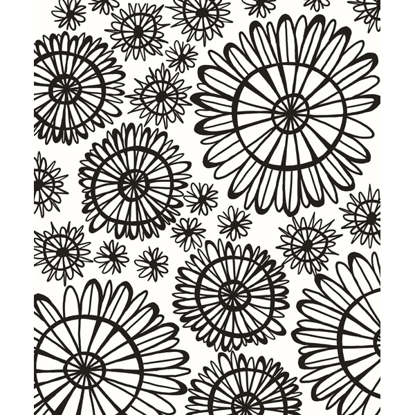 Flower Frenzy Black on White