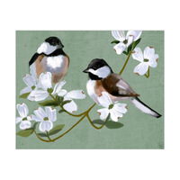 Two Chickadees on Green