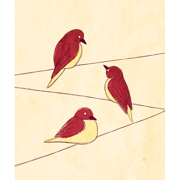 Red Birds on Wire