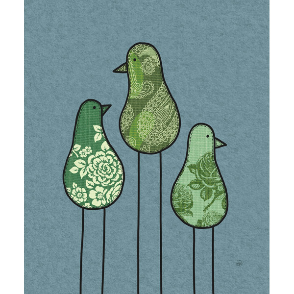 Patchwork Birds Green