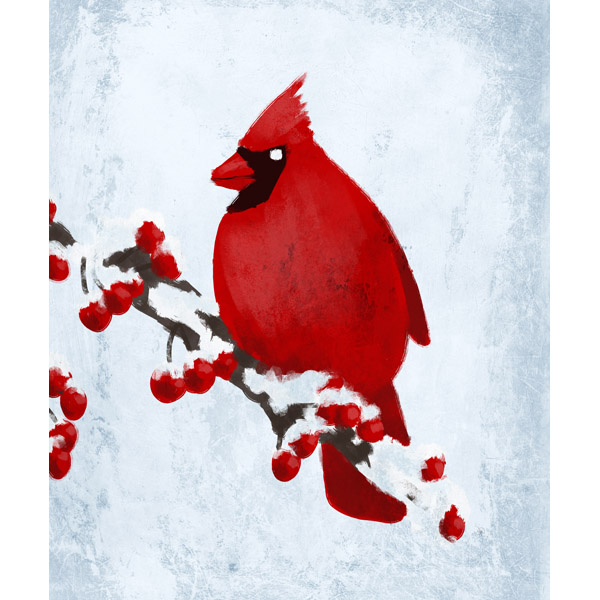 Painted Cardinal on Blue