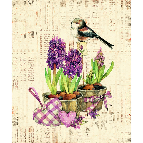 Bird and Garden Flowers