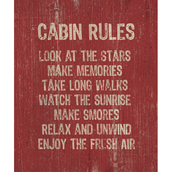 Cabin Rules Red On Wood