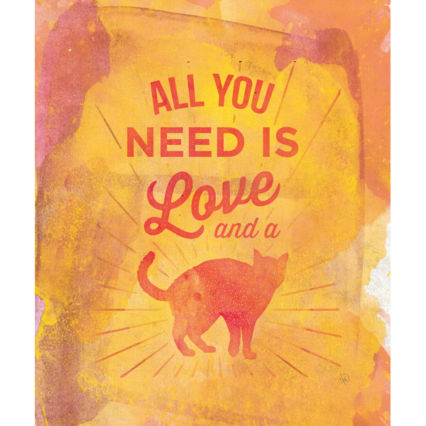 All You Need Is Love And A Cat Yellow And Red