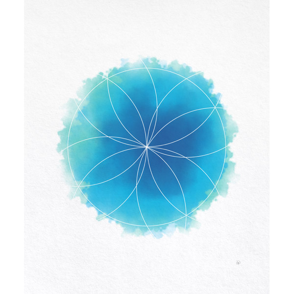 Blue Watercolor Flower Geometry