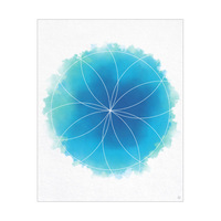 Blue Watercolor Flower Geometry