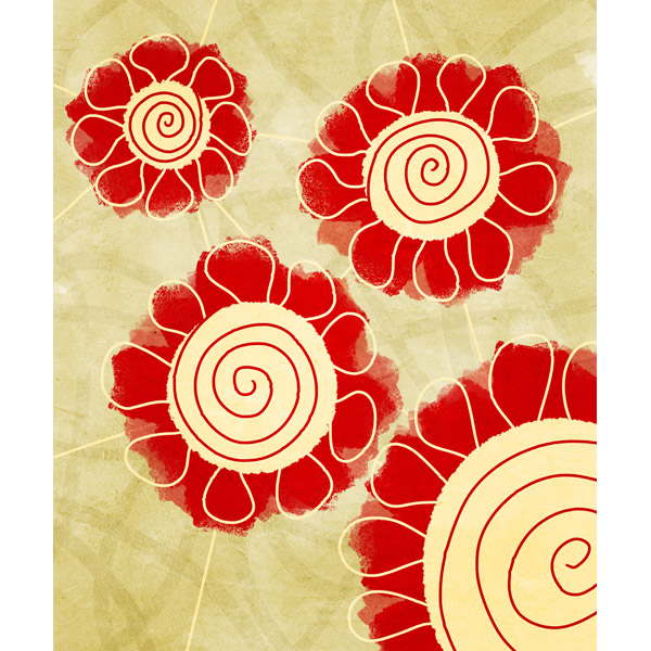 Flower Spirals Red