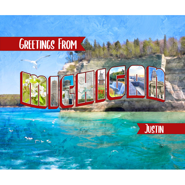 Custom Michigan Postcard