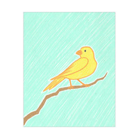 Bird on Branch - Crayon
