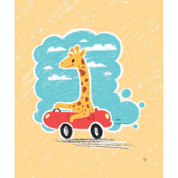 Giraffe Driving a Car