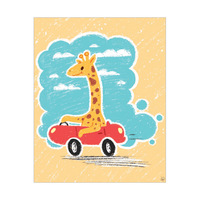 Giraffe Driving a Car