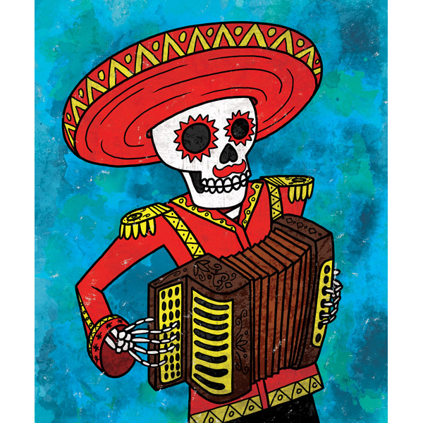 Skeleton and Accordion - Red