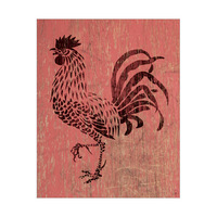 Red Rooster on Wood