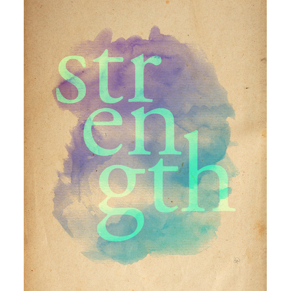 Strength Watercolor Typography - Cyan