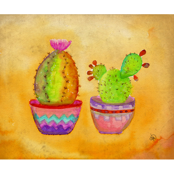 Two Cactus Pots In The Sun Alpha