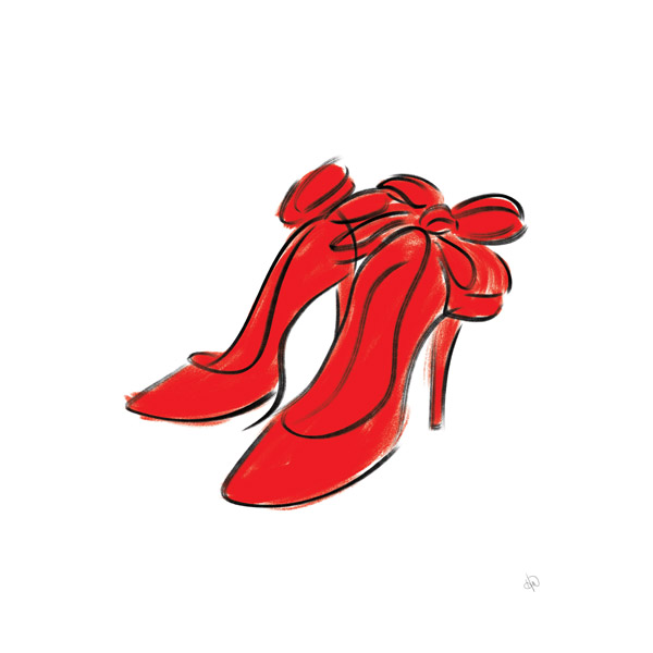 Crimson Bowed Heels