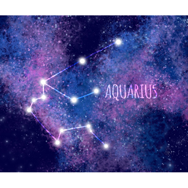 Aquarius on Purple Galaxy