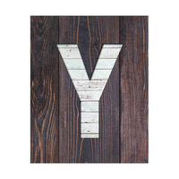 White Y on Wood Planks