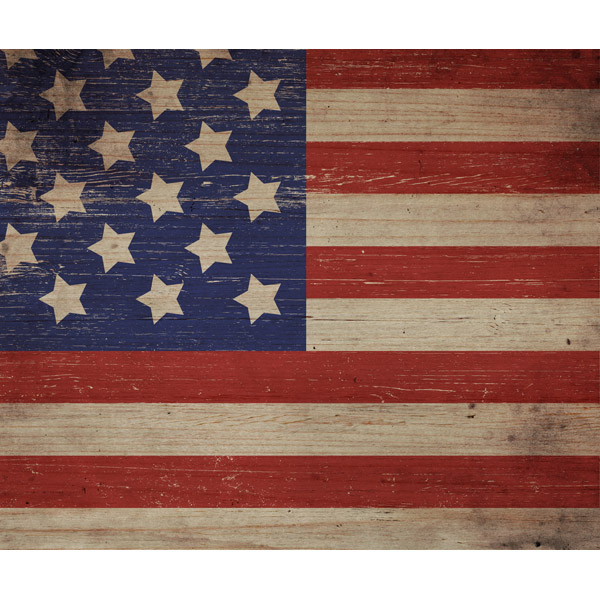 American Flag on Wood Horizontal