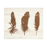 Feathers on Wood Sienna