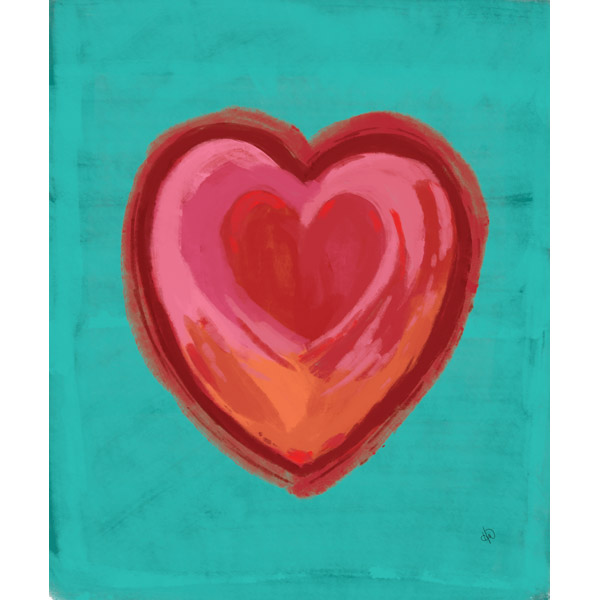 Holding Heart on Teal