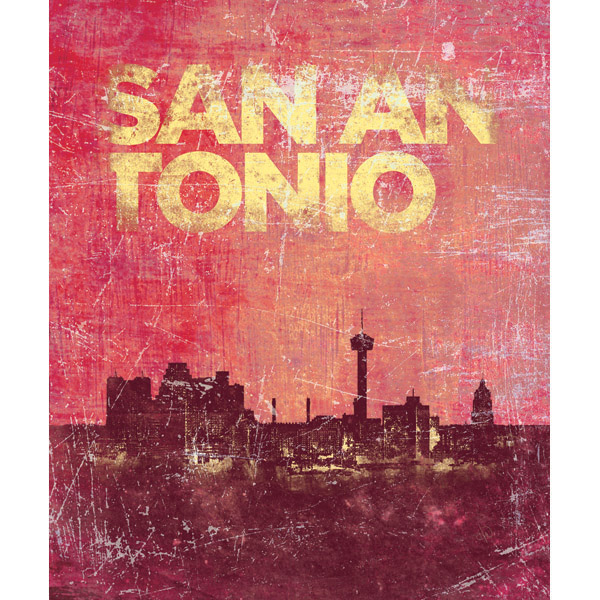 Distressed Skyline - San Antonio