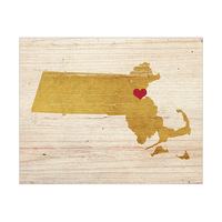 Heart Boston- Wood