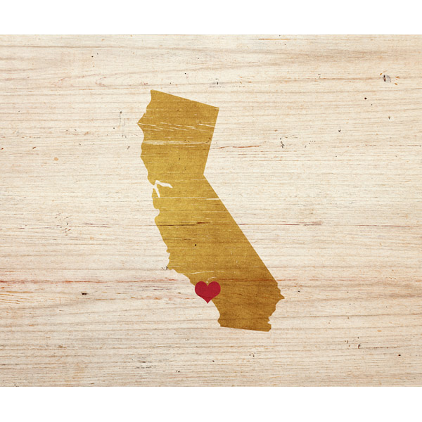 Los Angeles Heart on Wood