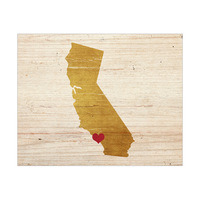 Los Angeles Heart on Wood
