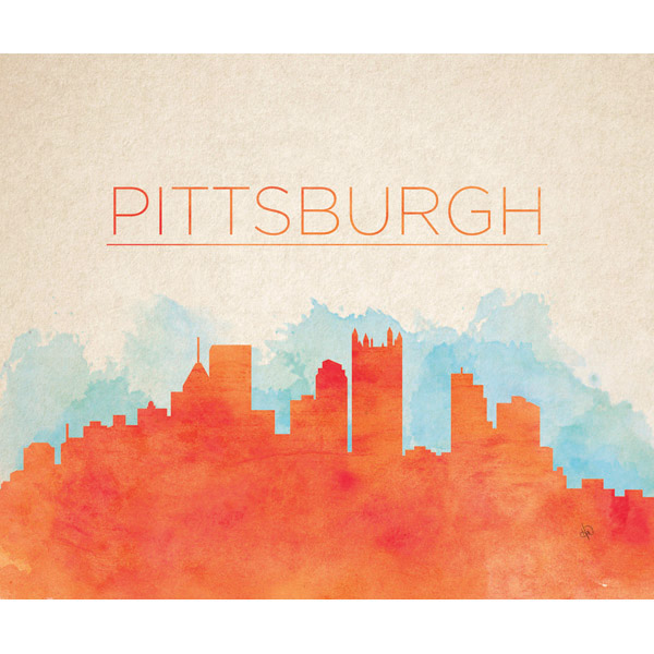 Orange Pittsburgh Skyline