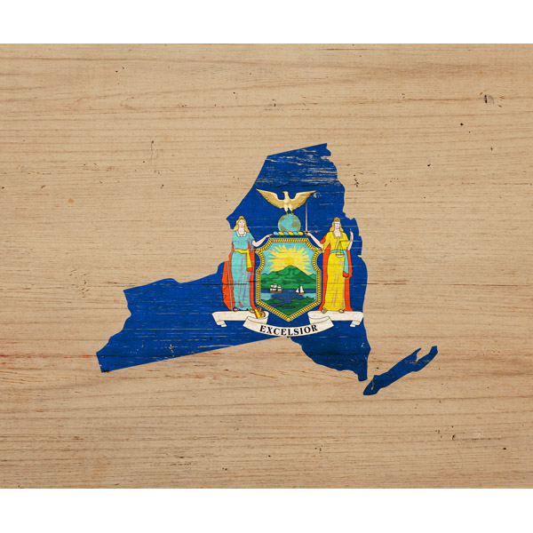 State Flag NY - Wood