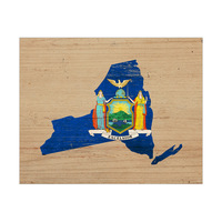 State Flag NY - Wood