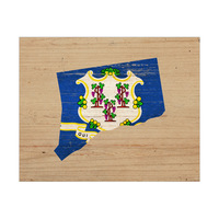 State Flag CT - Wood