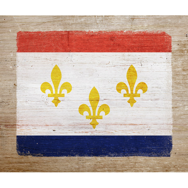 New Orleans Flag on Wood