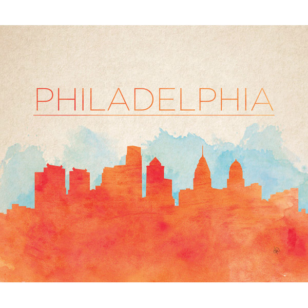 Orange Philadelphia Skyline