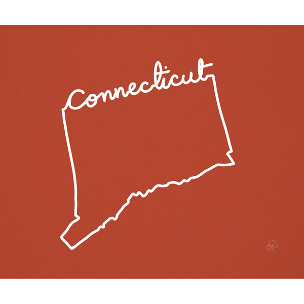 Connecticut Script on Red
