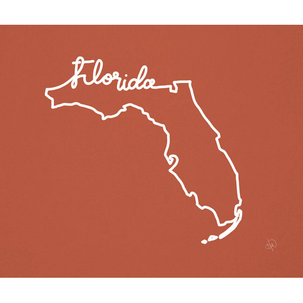 Florida Script on Red