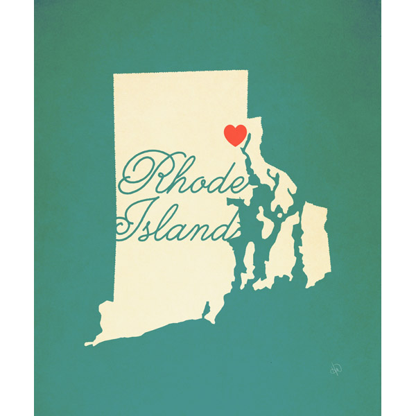 Rhode Island Heart Aqua