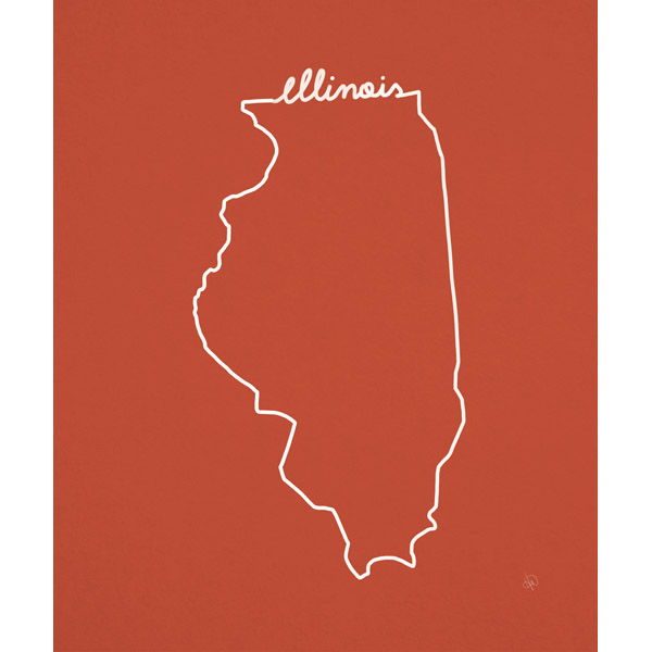 Illinois Script on Red
