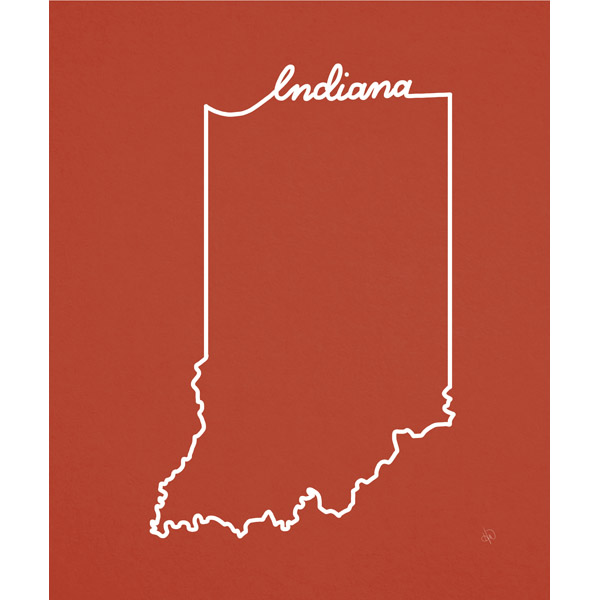 Indiana Script on Red